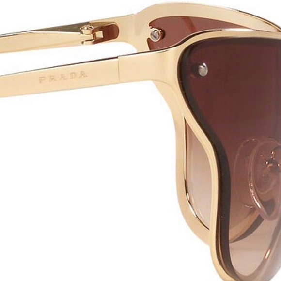 Prada Sunglasses GOLDEN FRAME CAT LENSES SHAPE ICONIC SOPHISTICATED - Picture 5 of 12